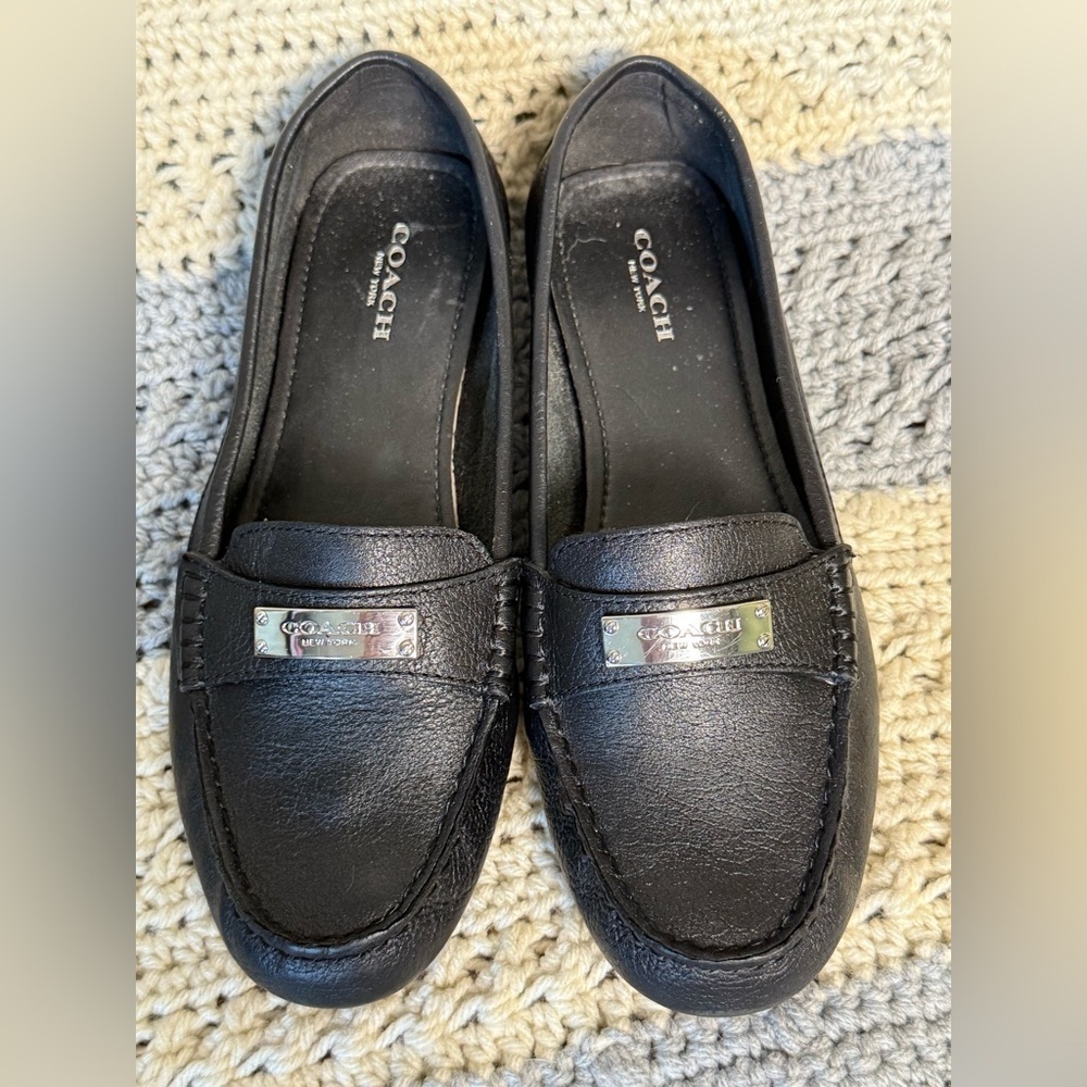 Coach Fredrick Black Leather Loafers Womens Sz‎ 7.5
